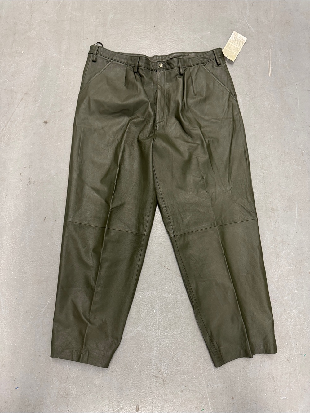 Men's Genuine Olive Green Leather Pants 44”x31.5”